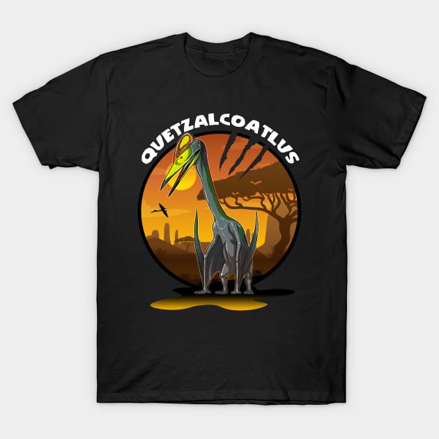 Quetzalcoatlus Prehistoric Design With Background T-Shirt by Terra Fossil Merch